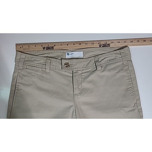 Gap Favorite Khaki Capri Women’s Sz 10 Flat Front Tan Pockets Capri Pants - Picture 4 of 11